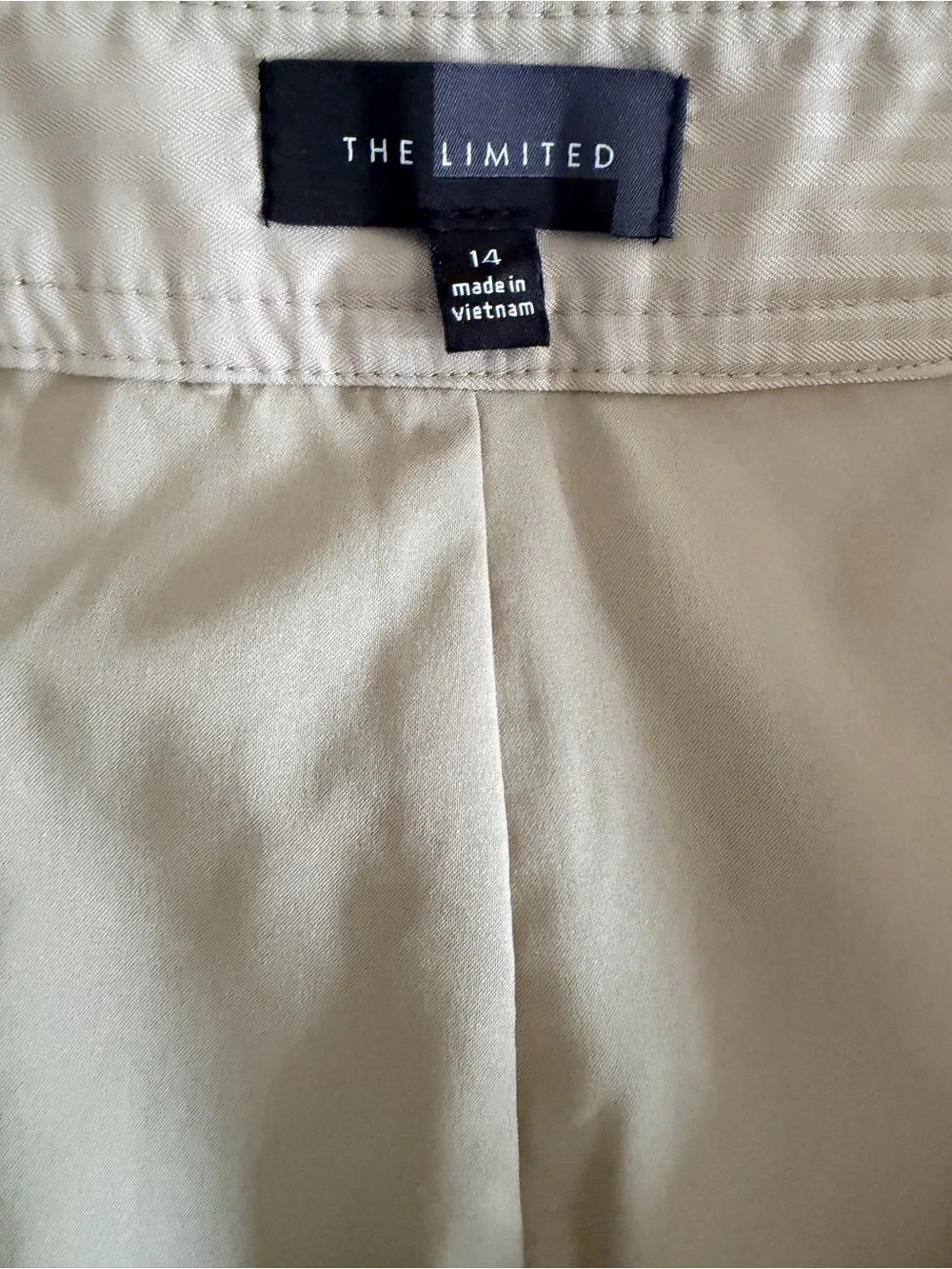 The Limited Beige‎ Midi Pencil Skirt with Front Zip & Patch Pockets Size 14